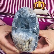 1500G HUGE Natural Blue Celestite Crystal Geode Cave Mineral Specimen 1143 picture