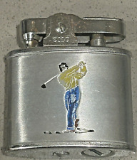 Vintage CMC Continental Silver Cigarette Lighter:  Golf Theme picture
