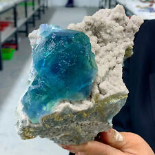 5.38LB  Rare transparent blue-green cubic fluorite mineral crystal samples/China picture