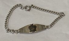 Vintage Sterling Silver 1950s Sorority Bracelet with Crest 7” Dainty Small FCC picture
