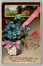 Postcard: Birthday, Gilt, Floral, Made In Germany, Divided Back, Partly Posted picture