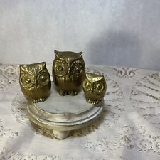 Vintage Brass Owls- Set Of 3 picture