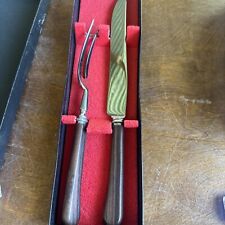 Vintage HOFFRITZ Made in England 2 Piece Wood Handle Carving Set NEW IN BOX picture