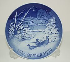 Vtg B & G 1970 Jules After Cobalt Blue White Plate, Pheasants in Snow Christmas picture