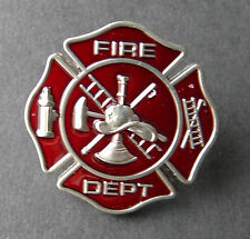 FIREFIGHTER FIRE FIGHTER DEPT MEDALLION SHIELD EMBOSSED LAPEL PIN BADGE 1 INCH picture