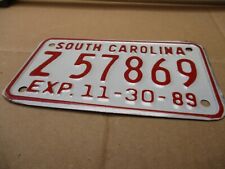 Vtg 1989 South Carolina Motorcycle Small Size License Plate: Z 57869  picture