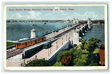 1916 West Boston Bridge Cambridge Boston Massachusetts Malden Trains Postcard picture