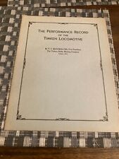 Timken Locomotive Performance Record, Roller Bearing Company 1930 ORIGINAL picture