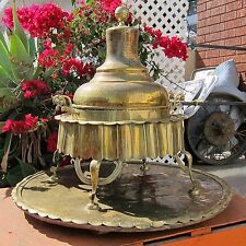 MANGAL Antique c.1850 TRADITIONAL TURKISH HEATER Brass & Copper BAGGAGE BATTLES picture