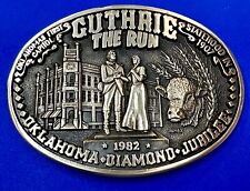 Guthrie The Run Statehood Oklahoma Diamond Jubilee 1982 Vintage Belt Buckle picture