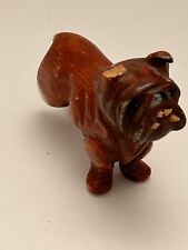 Vintage Mid Century Folk Art Carved Bulldog Wood Dog picture