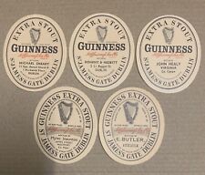 Vintage Guinness Extra Stout Beer Paper Labels lot 5 different Bottlers Names picture