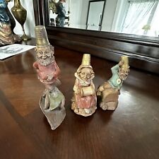 Set Of 3 Vintage Tom Clark Gnomes With Thimble Hats Thimbleina, Stitches, Darn picture