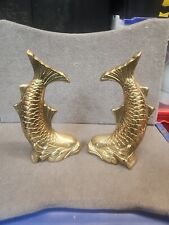 🔥Antique Brass Book Ends Heavy Brass Koi Fish,  Asian Dolphin 🔥 picture
