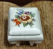 Vintage Tiny Porcelain Flower Trinket Box #80 $15 picture