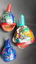 Set Of 3 Talavera Pottery Fish Open Mouth Holder Hand Crafted Mexico Vtg UV Glow picture