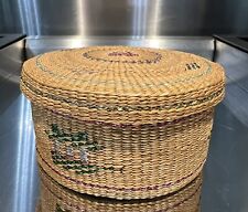 Vintage Hand Weaved Small Round Basket With Lid picture