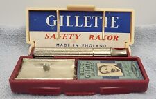 Vintage Gillette tech No 27 Set NOS Bar handle England safety razor 1948 picture