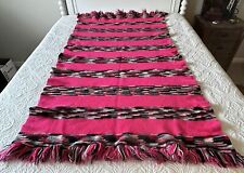 Vintage Hand Knit Crochet Throw Or Wrap 37x71 Wool? With Fringe picture