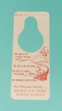 Vintage Hotel Door Hanger. Do Not Disturb/Maid Clean Room. Two-sided picture