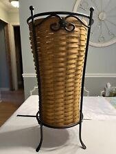 Longaberger 2001 UMBRELLA Basket + Protector + WROUGHT IRON STAND picture