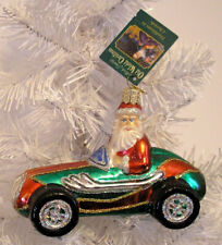2009 - RACE CAR SANTA - OLD WORLD CHRISTMAS -BLOWN GLASS ORNAMENT NEW W/TAG picture
