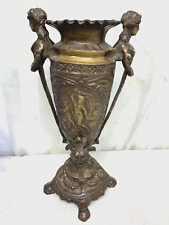 Antique Neo Classical Style Bronze Figural Urn Engraved Greek Goddess Cherub 15