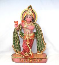 Hindu God Krishna Idol Figure Statue Pink Rose Quartz Stone Hand Painted D771 picture