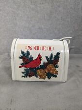 Small Vintage Christmas Red Cardinal Tin Mailbox  picture