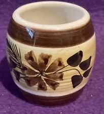 Small pot Toni Raymond Pottery brown tones floral design Hand painted picture