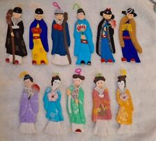 1 1Vintage Handmade Paper Dolls, Silk on Paper, Hand Painted Faces  China 1940s  picture