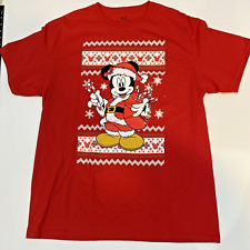 Disney’s Mickey Mouse As Santa - Red T Shirt - Large - New picture