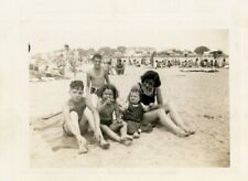 A DAY AT THE BEACH Vintage FOUND PHOTOGRAPH Black And White Snapshot 311 LA 84 G picture