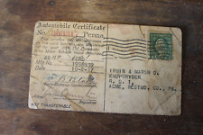 Antique Early 1917 PA Automobile Vehicle License, Acme/Donegal, PA picture