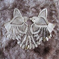 Vintage Lovebird Bird Crochet Novelty Doilie Doily 14 1/2