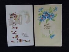 2 VINTAGE EARLY 1900 UNUSED POSTCARDS BEST WISHES AND HAPPY RETURNS. picture