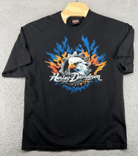 VTG Hanes Beefy Black T-Shirt Harley Davidson Toledo Ohio Franklin Park Eagle picture