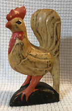 WOODEN ROOSTER HAND CARVED HAND PAINTED FOLK ART COUNTRY RUSTIC DECOR 10.5