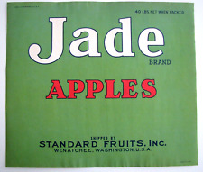 Original 1930s JADE apple crate label Standard Fruits Wenatchee WA C Grade green picture