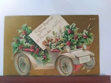 Vintage postcard. Kindest Greetings for Christmas. Car, Holly, (G14)  picture