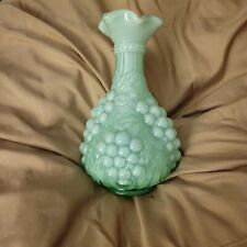 Vintage 1950’s Imperial Glass Green & White Cased Grape Vase 8.5 Inch Excellent picture