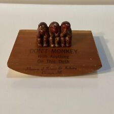 Museum Of Science And Industry 3 Monkeys Desk Blotter Don’t Monkey Vintage Mcm picture