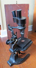 VINTAGE SPENCER STEREOSCOPIC MICROSCOPE WITH WOODEN CASE picture