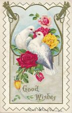Doves and Flowers Good Wishes Postcard picture