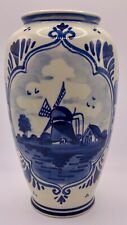 Beautiful Vintage Delft Hand Painted Windmill Urn Shaped Bud Vase picture