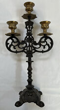 Vintage Ornate Candle Stick Holder Metal 3 Armed Candelabra picture