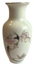 VTG JAPAN Fine China, Porcelain Pink Orchid Lily, Gilded Vase picture