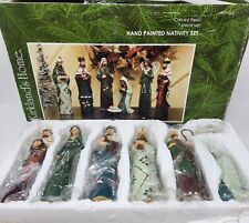 Vtg Rare Kirkland Home Hand Painted 7 Piece Carved Resin Christmas Nativity Set picture