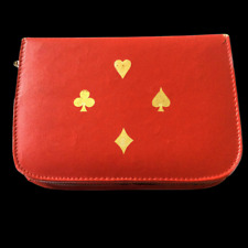 Vintage GRIFFON Playing Cards RED Ground LEATHER CASE, Score Pad Made in Austria picture