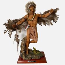 Native American Eagle Dancer Figurine Feathers Beads Leather 12x12 Inch Heritage picture